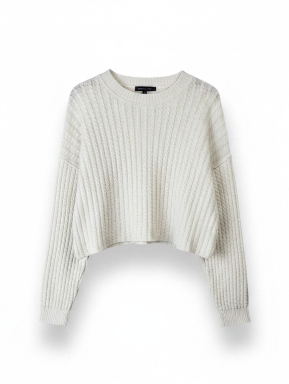 Fitz + Eddi Women's Cable Knit Cropped Sweater Ivory Size Large